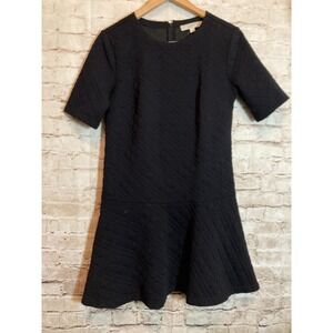 LOFT Quilted Dress Womens Small Black LBD Fit & Flare Cotton Stretch Capsule